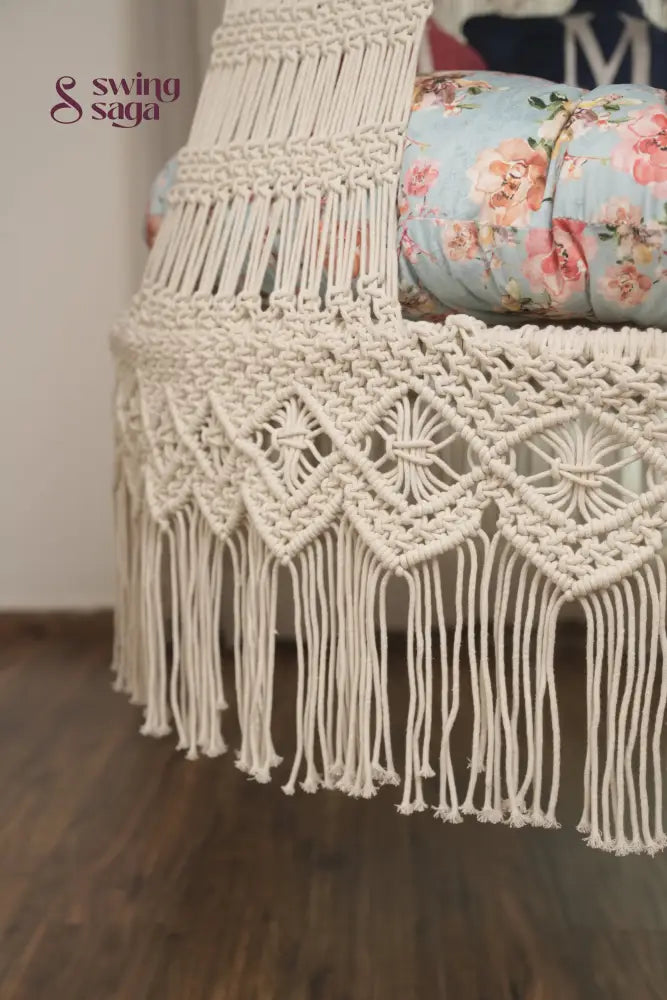 Cream White Double seater hanging chair - Swing Saga