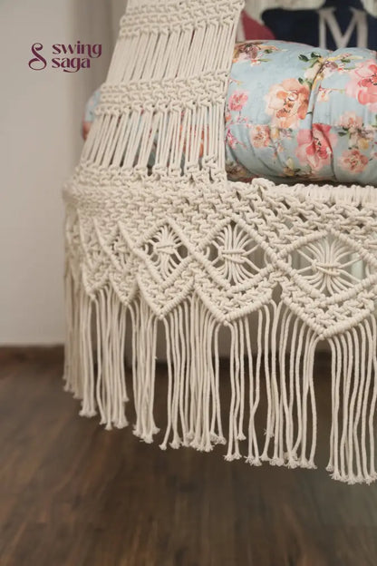 Cream White Double seater hanging chair - Swing Saga