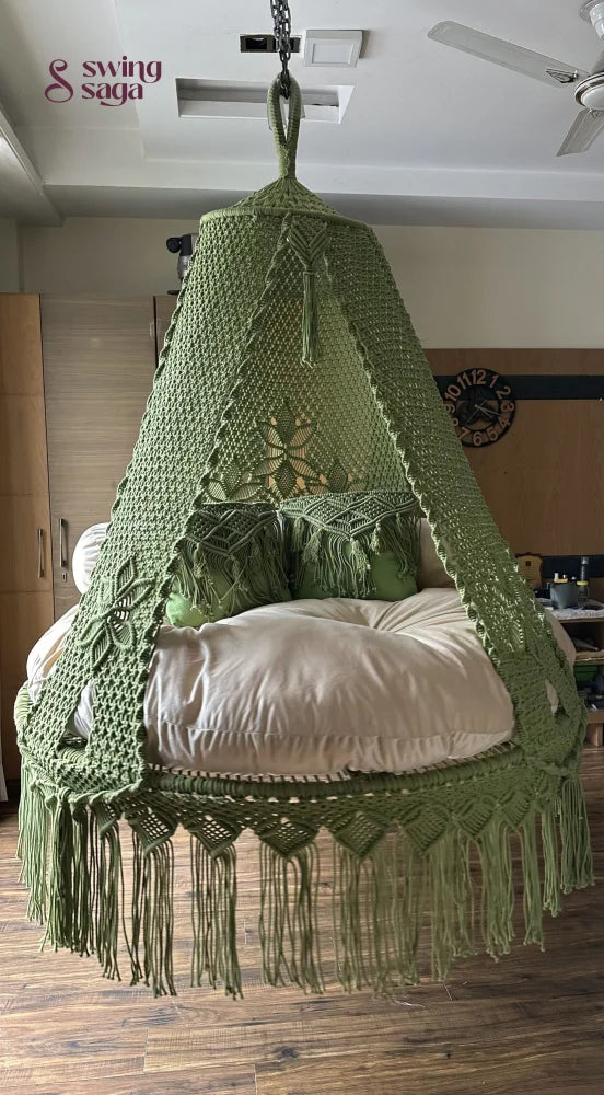 Lime Green  Macrame Bed Swing - Swing Saga