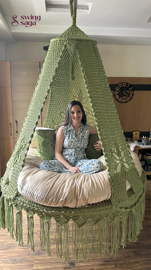 Lime Green  Macrame Bed Swing - Swing Saga