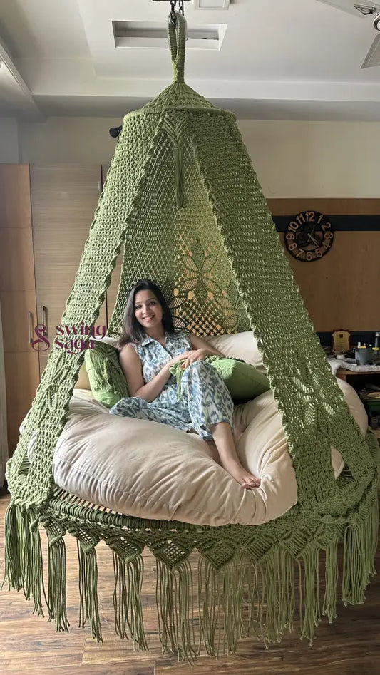 Lime Green  Macrame Bed Swing - Swing Saga