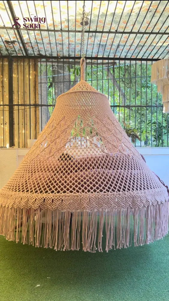 Lush Lux Pink  Macrame Bed Swing - Swing Saga