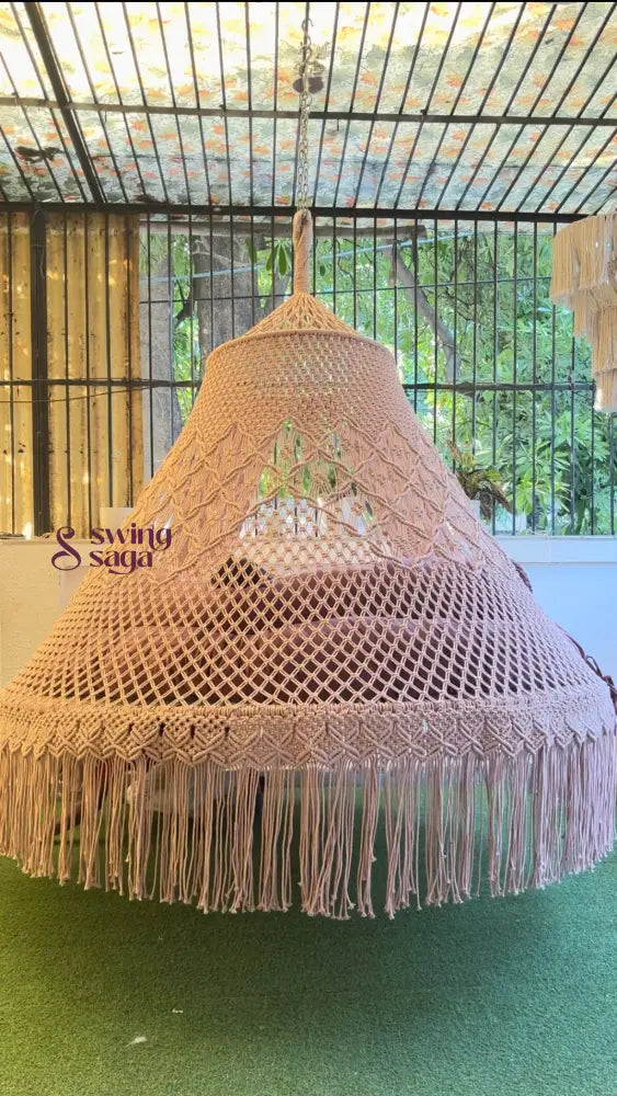 Lush Lux Pink  Macrame Bed Swing - Swing Saga