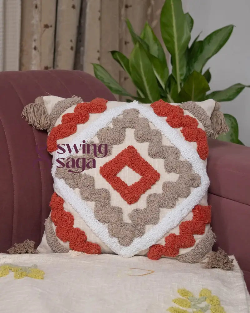 Rust & Stone Harmony: Modern Designer Cushion for house- Set of 1 16x16 inches