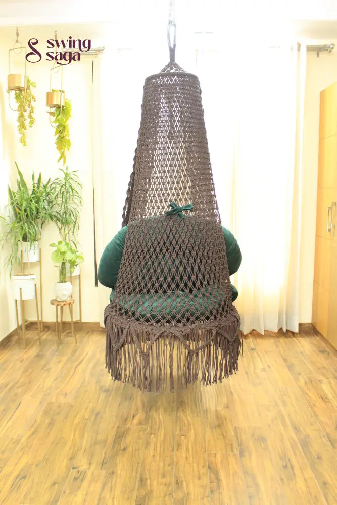 Mocha Brown single seater hanging chair - Swing Saga