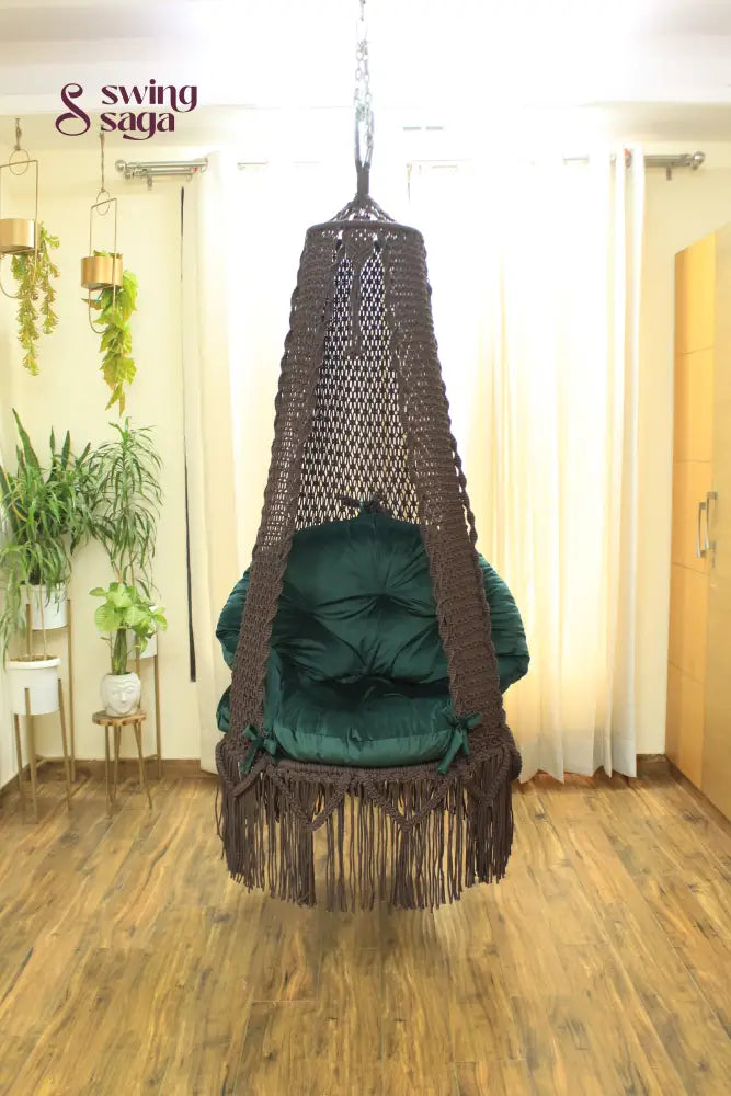 Mocha Brown single seater hanging chair - Swing Saga