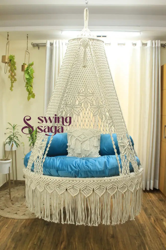 Santorini Dual Seater Swing 50 Inches / White Sky Blue