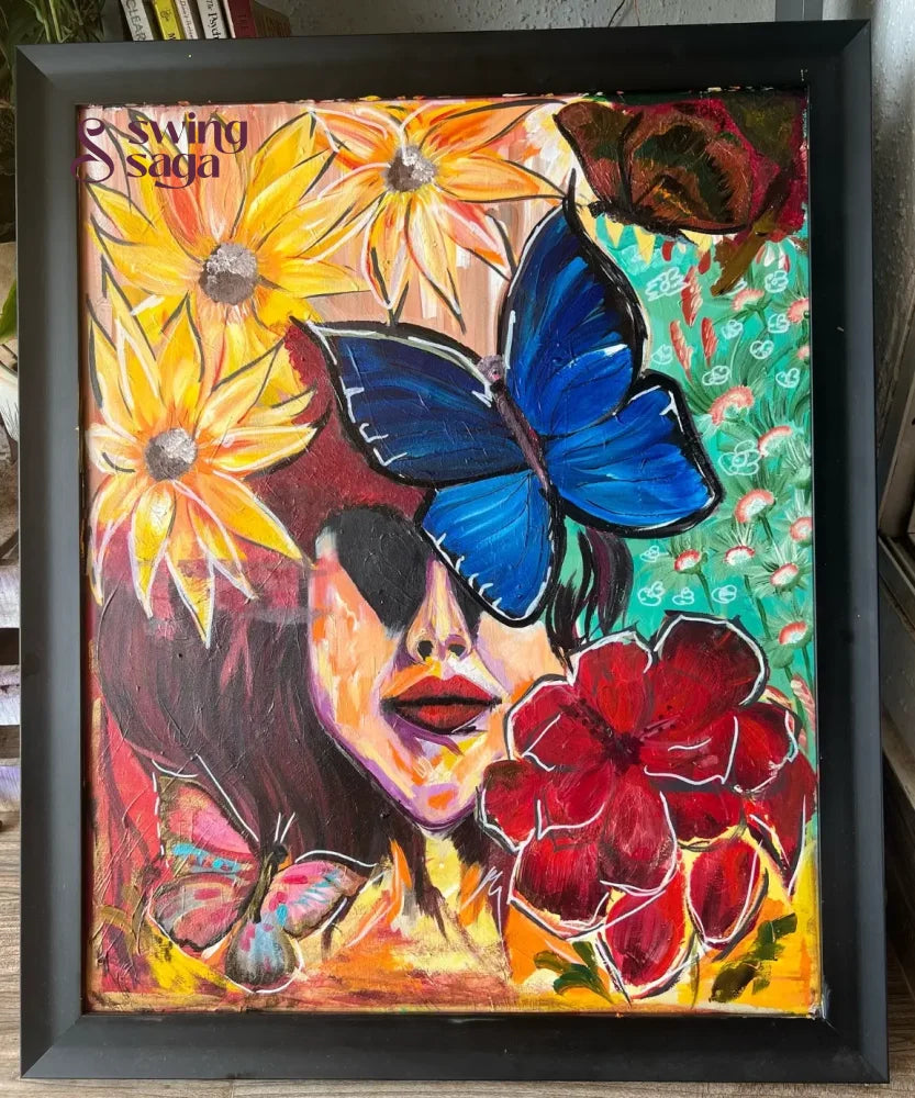 She Blooms Unseen - Women hiding in flowers Painting