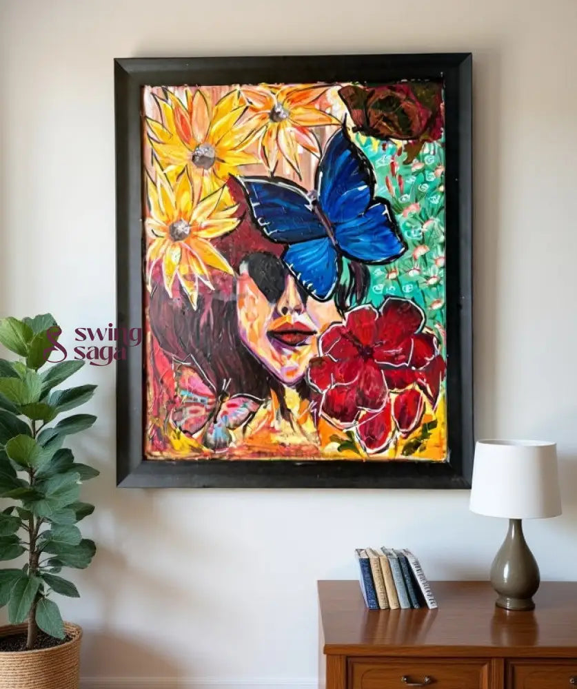 She Blooms Unseen - Women hiding in flowers Painting