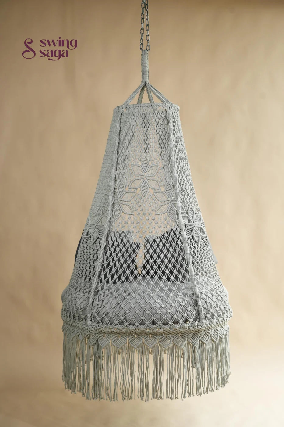 Siena 40-Inch Grey Hanging Swing - 40 inches round | Height: 72 inches / Dark Grey