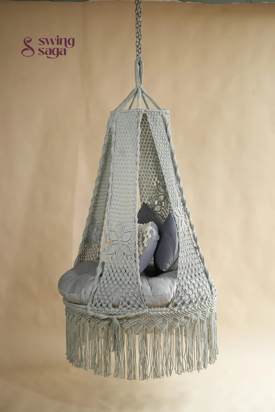 Siena 40-Inch Grey Hanging Swing - 40 inches round | Height: 72 inches / Dark Grey