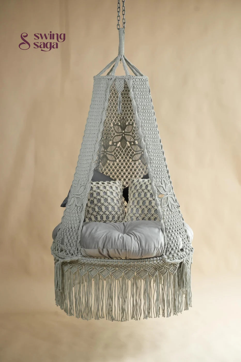 Siena 40-Inch Grey Hanging Swing - 40 inches round | Height: 72 inches / Dark Grey