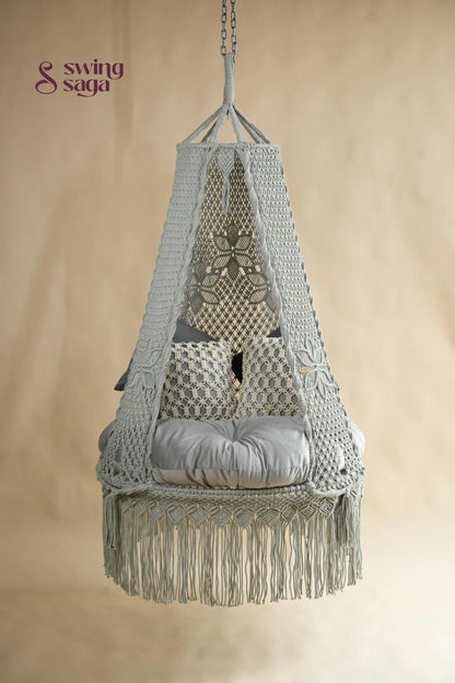 Siena 40-Inch Grey Hanging Swing - 40 inches round | Height: 72 inches / Dark Grey