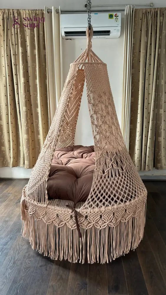 Toffee Peach macrame sofa swing - Swing Saga