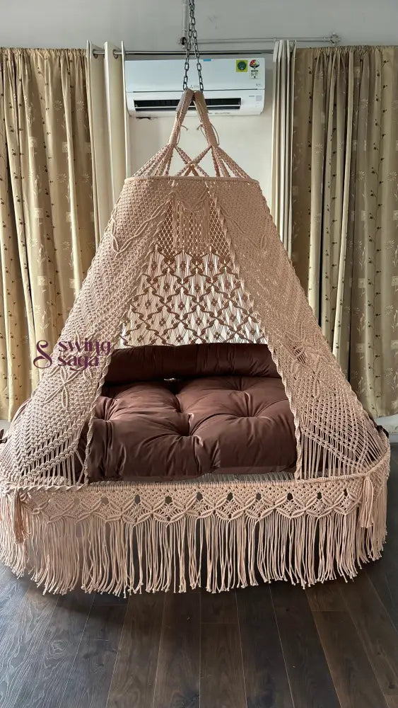 Toffee Peach macrame sofa swing - Swing Saga