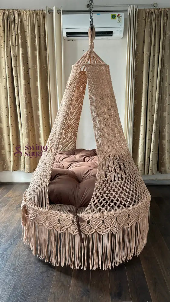 Toffee Peach macrame sofa swing - Swing Saga