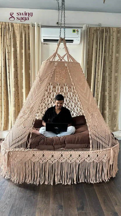 Toffee Peach macrame sofa swing - Swing Saga