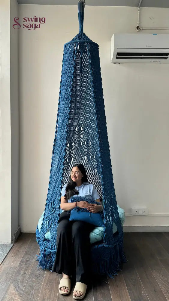 Royal Blue single seater hanging chair - Swing Saga 