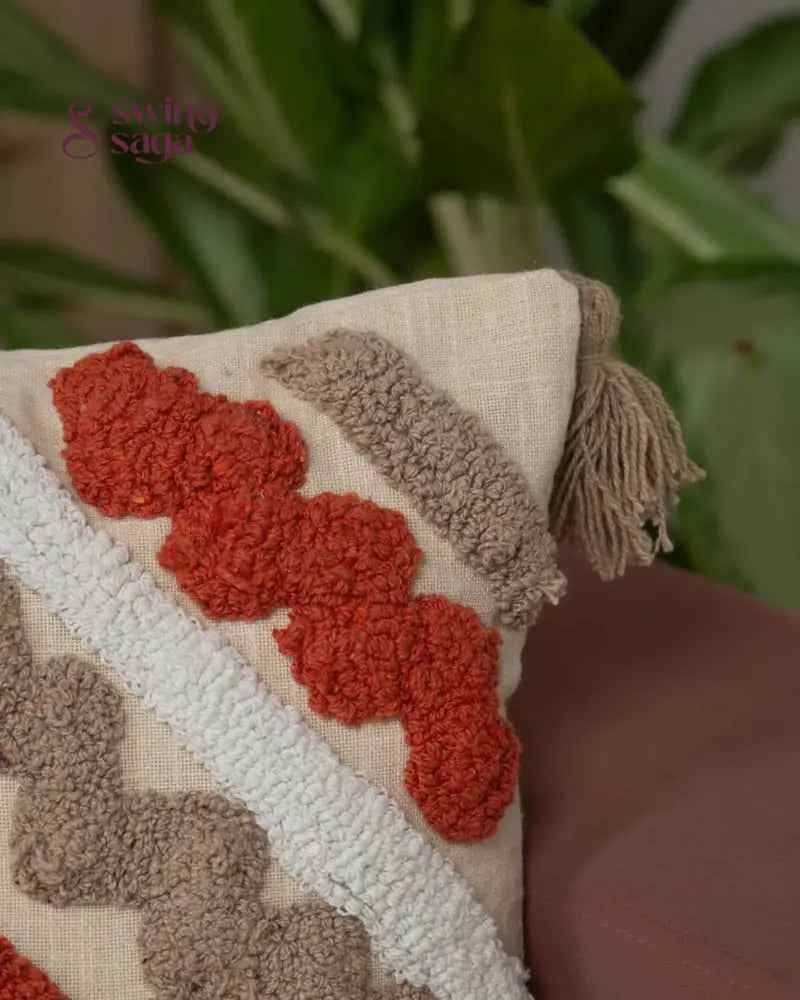 close up of a geometric design cushion