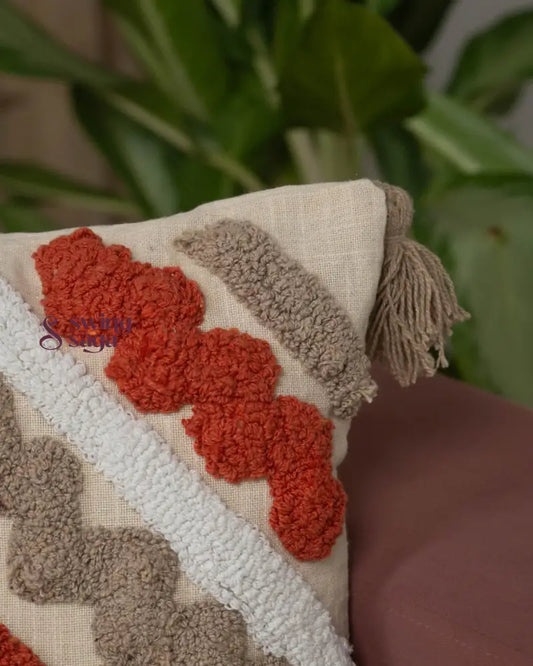 close up of a geometric design cushion