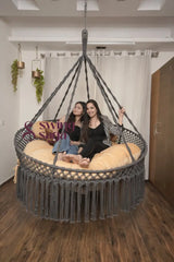 Sun Beam Porch Swing (L) 60 Inches / Dark Grey / Yellow