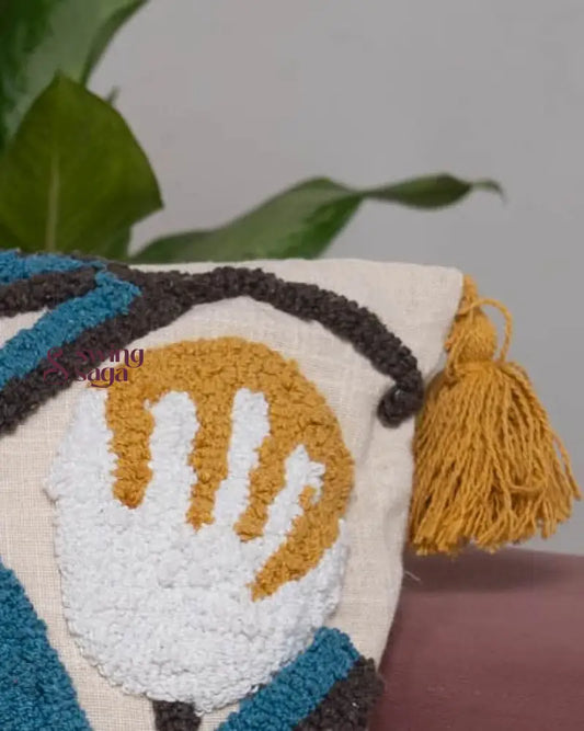 Close up shot of white color cushion.