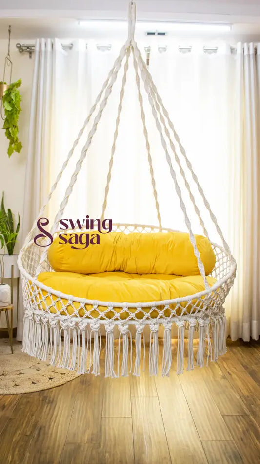 Sun Porch Swing Single Seater 40 Inches / White Yellow