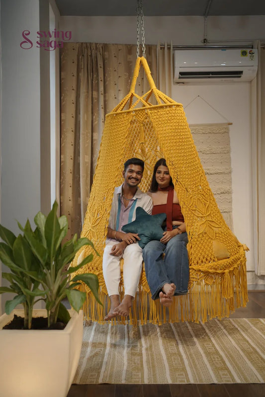 Yellow boho sofa swing - Swing Saga