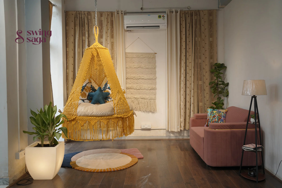 Sunny Yellow  Double seater hanging chair - Swing Saga