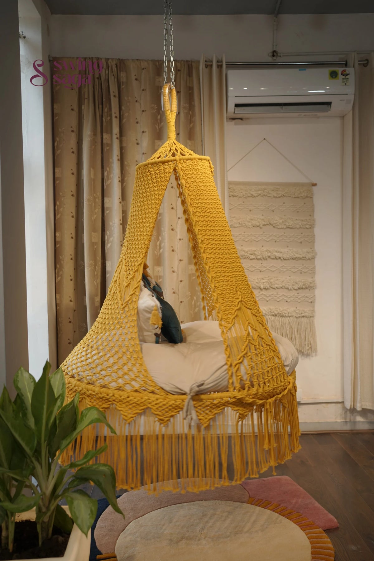Sunny Yellow  Double seater hanging chair - Swing Saga
