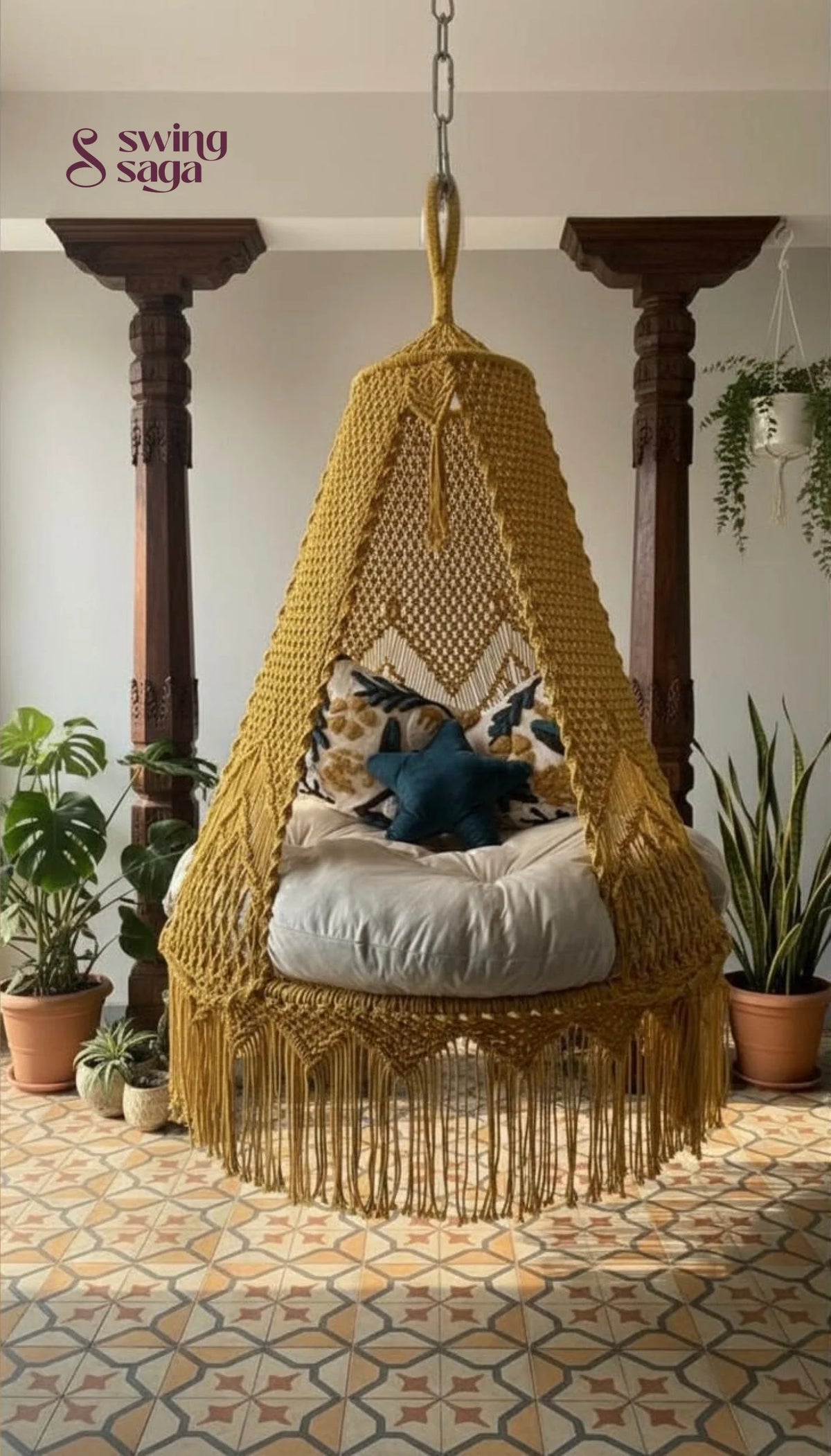 Sunny Yellow  Double seater hanging chair - Swing Saga
