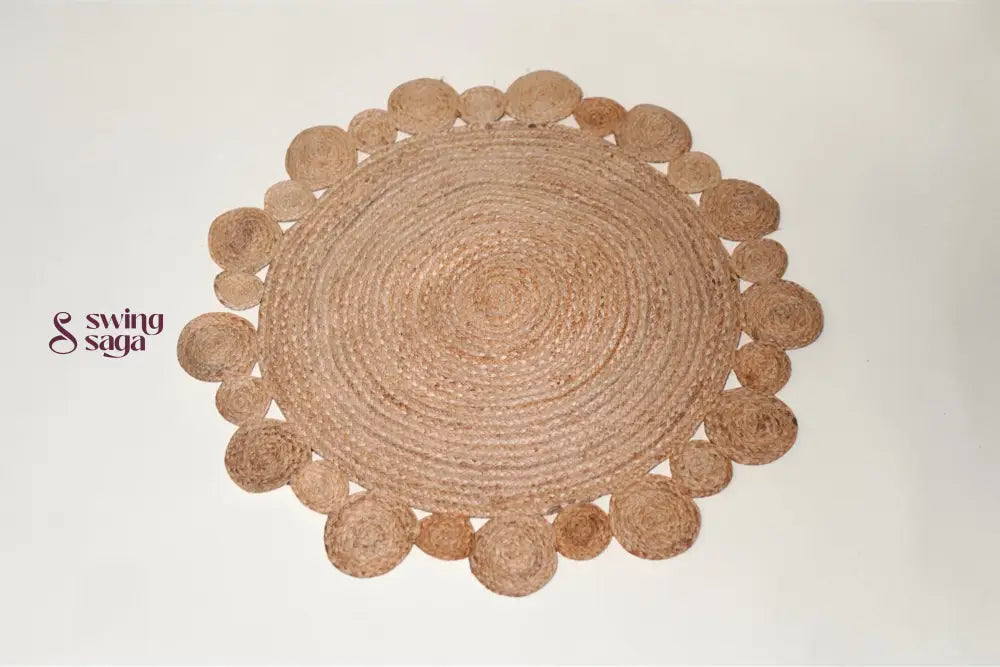 Round woven placemat on a white background