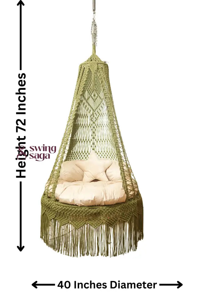  Olive Green single seater hanging chair - Swing Saga