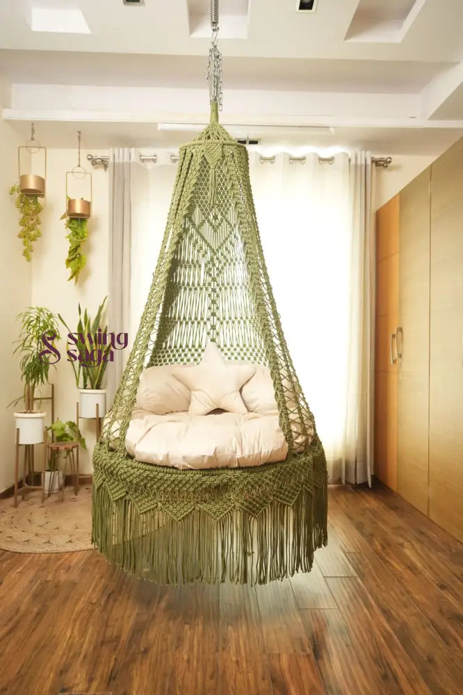  Olive Green single seater hanging chair - Swing Saga