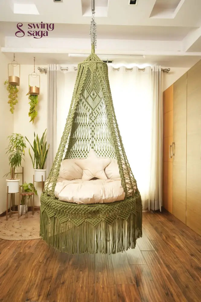  Olive Green single seater hanging chair - Swing Saga