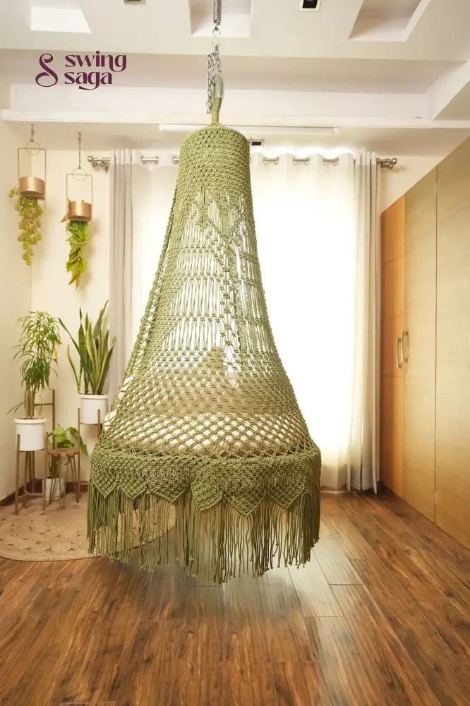 Olive Green single seater hanging chair - Swing Saga