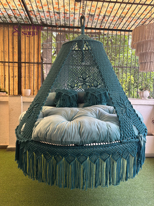 Teal Blue Macrame Bed Swing - Swing Saga