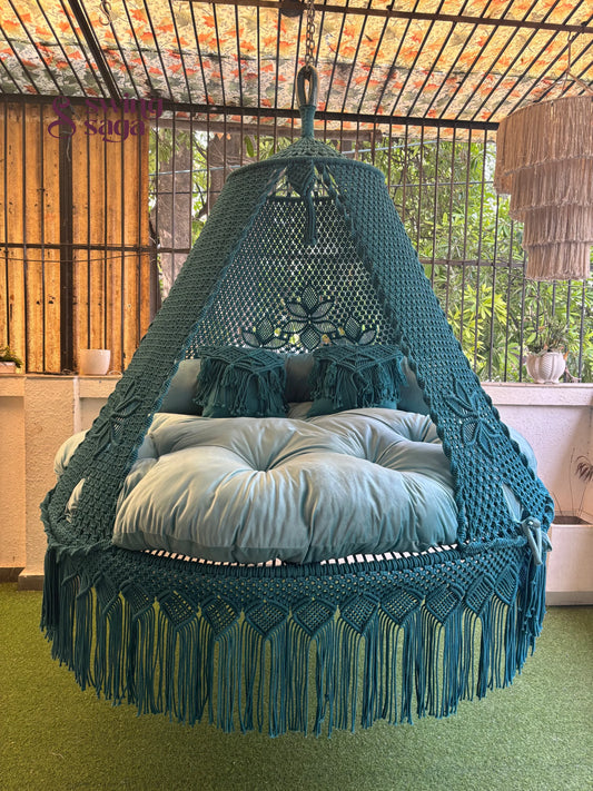 Teal Blue Macrame Bed Swing - Swing Saga