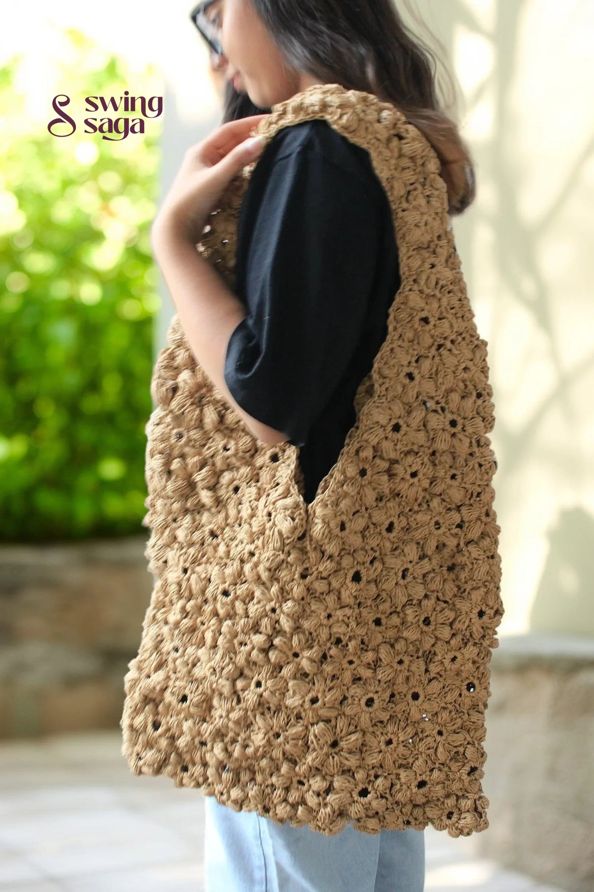 handmade bohomian style rafia shoulder bag for everyday use 