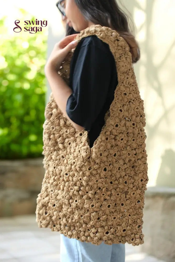 handmade bohomian style rafia shoulder bag for everyday use 