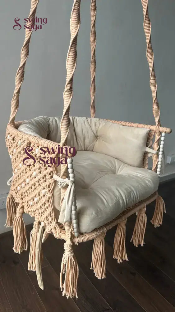 Peach macrame chair swing 