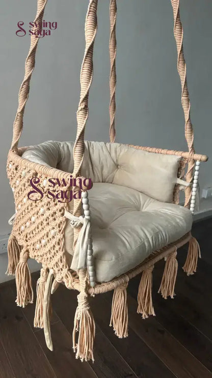 Peach macrame chair swing 