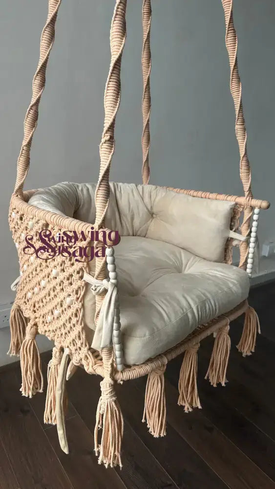 Peach macrame chair swing 