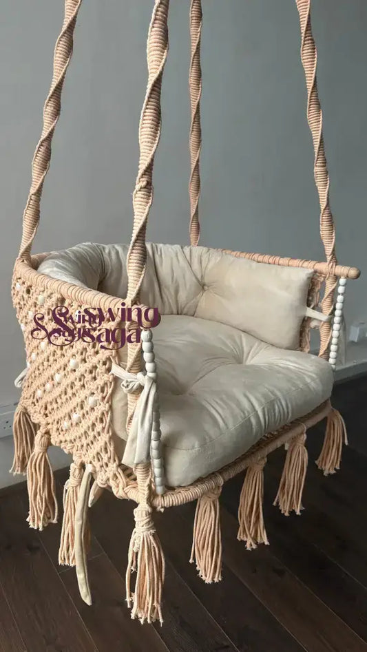 Peach macrame chair swing 
