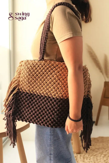 macrame boho styled side bag for women.