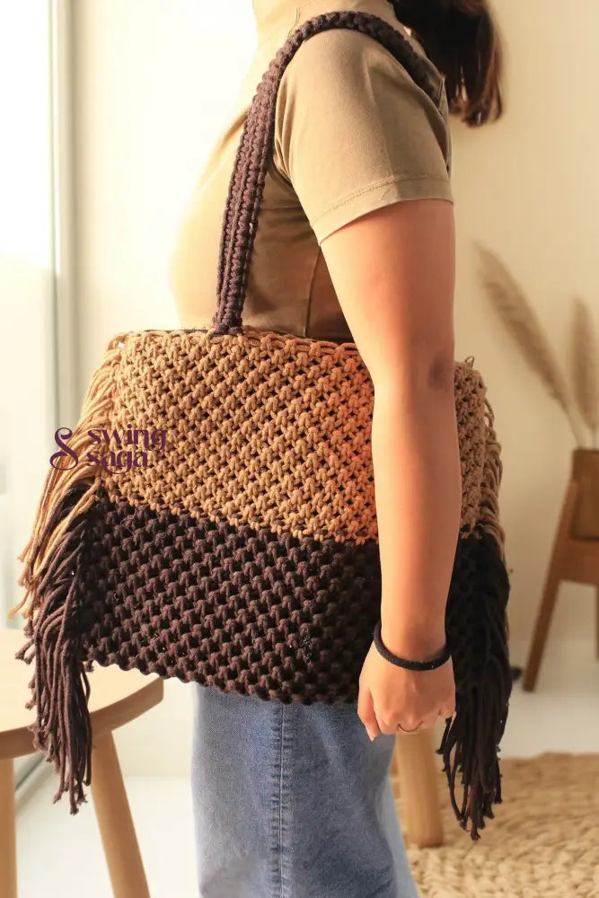 macrame boho styled side bag for women.