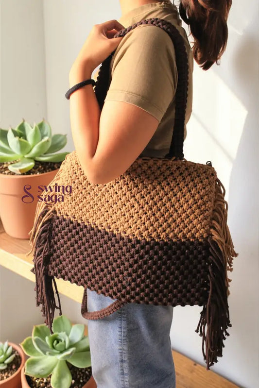 The Everyday Tote bag in beige and brown color for women.