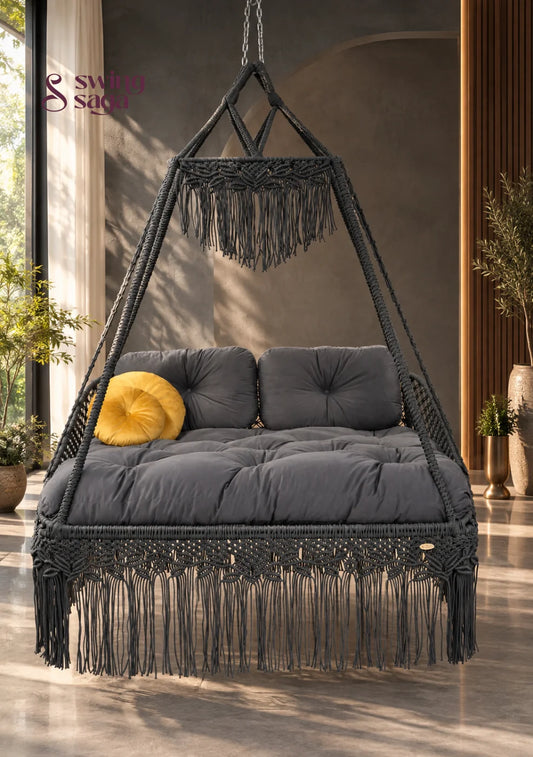 The Haven, Dark Grey Polycotton Patio Sofa Swing - cokecolor / 60 Inches