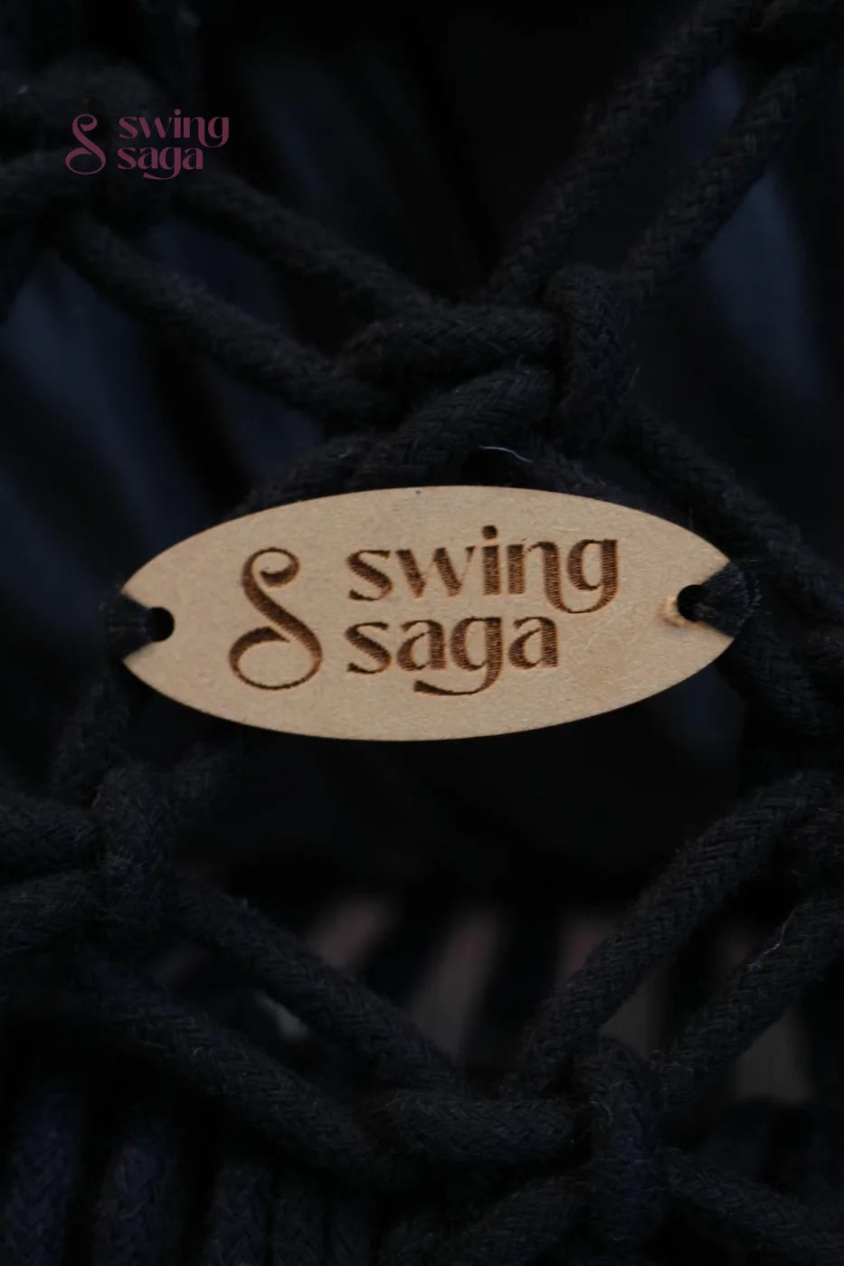 The Retreat, Handcrafted Macramé Patio Sofa Swing - 60 Inches / Black