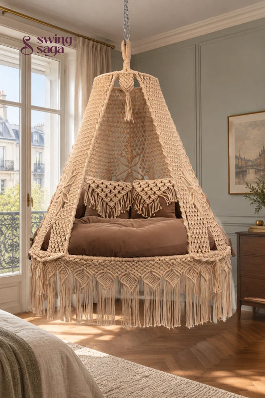 The Tova, Bronzer Cotton Macramé Bed Swing - Bronze / 60 Inches